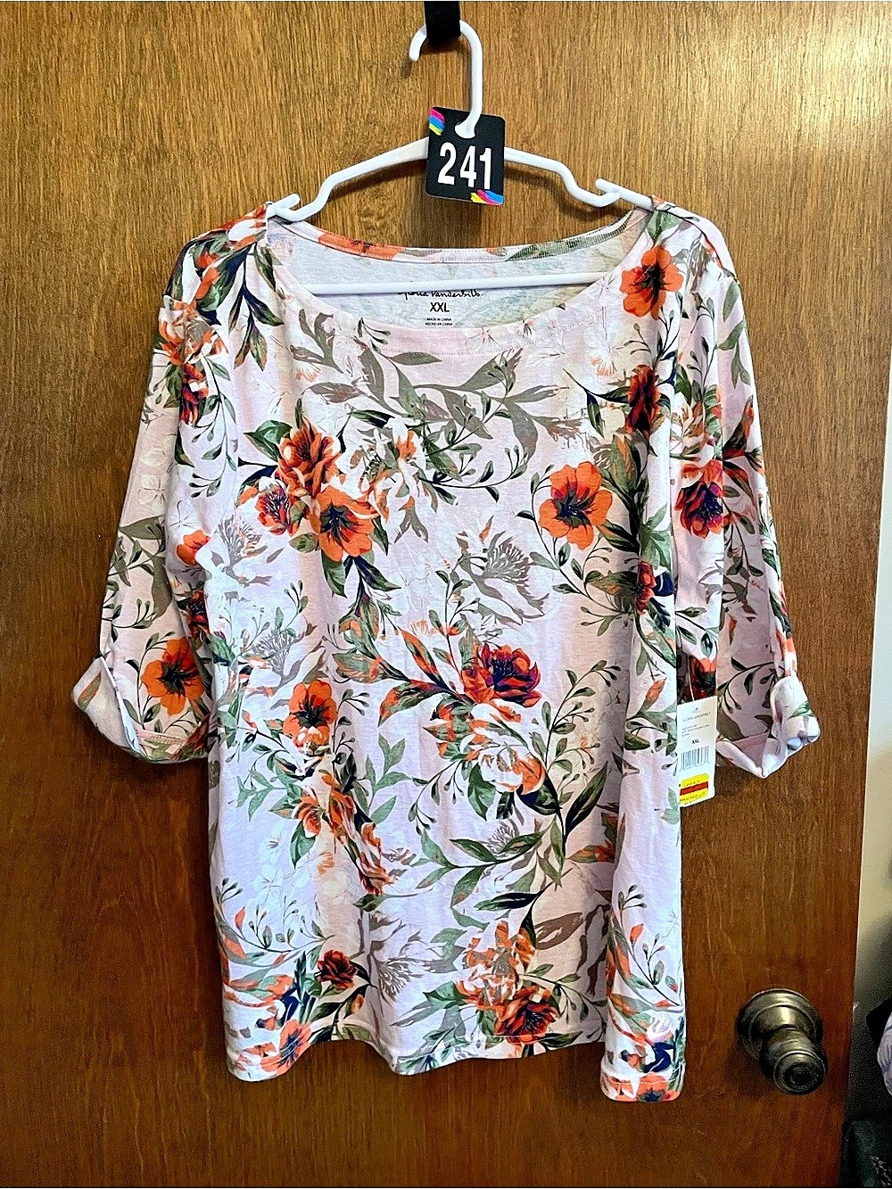 Gloria Vanderbilt Alanis Boat Neck Printed Cuffed-Sleeve T-Shirt Alanis Floral